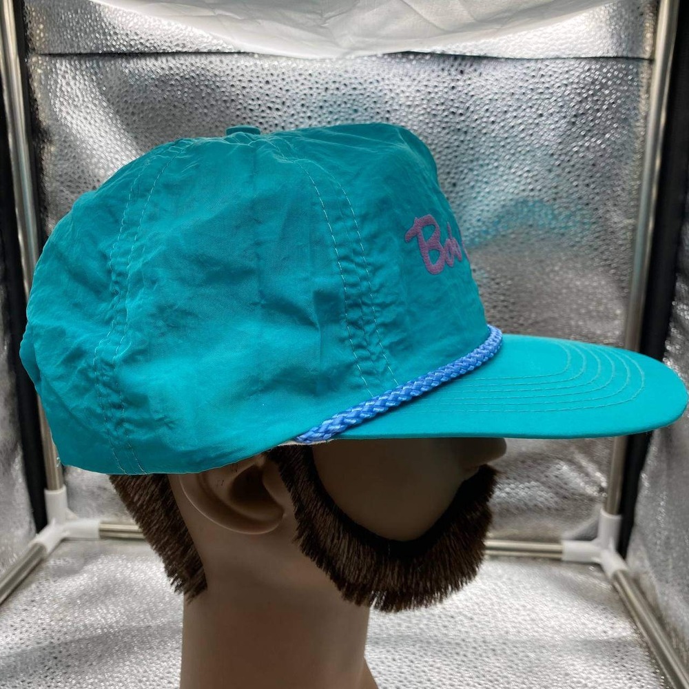 Vintage Neon Cameo Bob Evans Hat Mens OSFA Teal Nylon Snapback Rope Trucker Cap - Picture 3 of 9